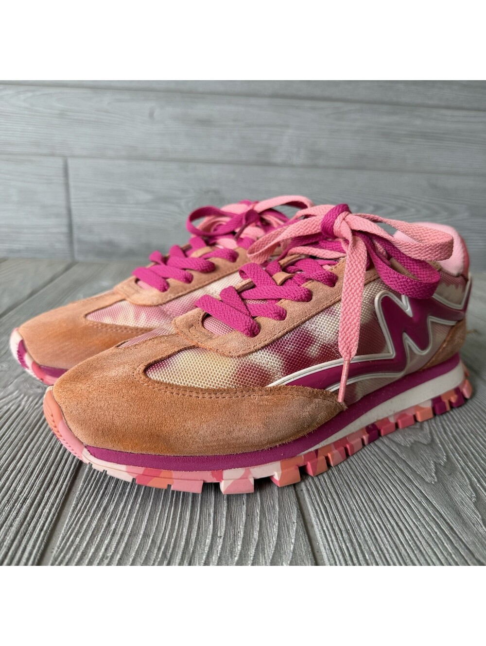 Marc Jacobs The Jogger Women’s 39 Pink Suede Tie Dye Sneakers Camo Sole 8.5 9